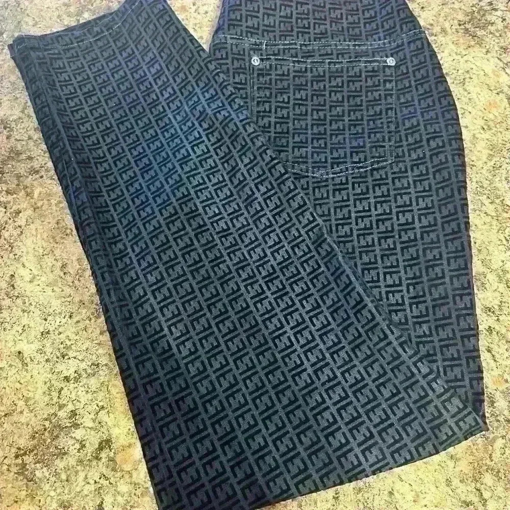 Diaspora By Lydia Women’s Jeans Black Patterned Straight Leg Actual Size 29